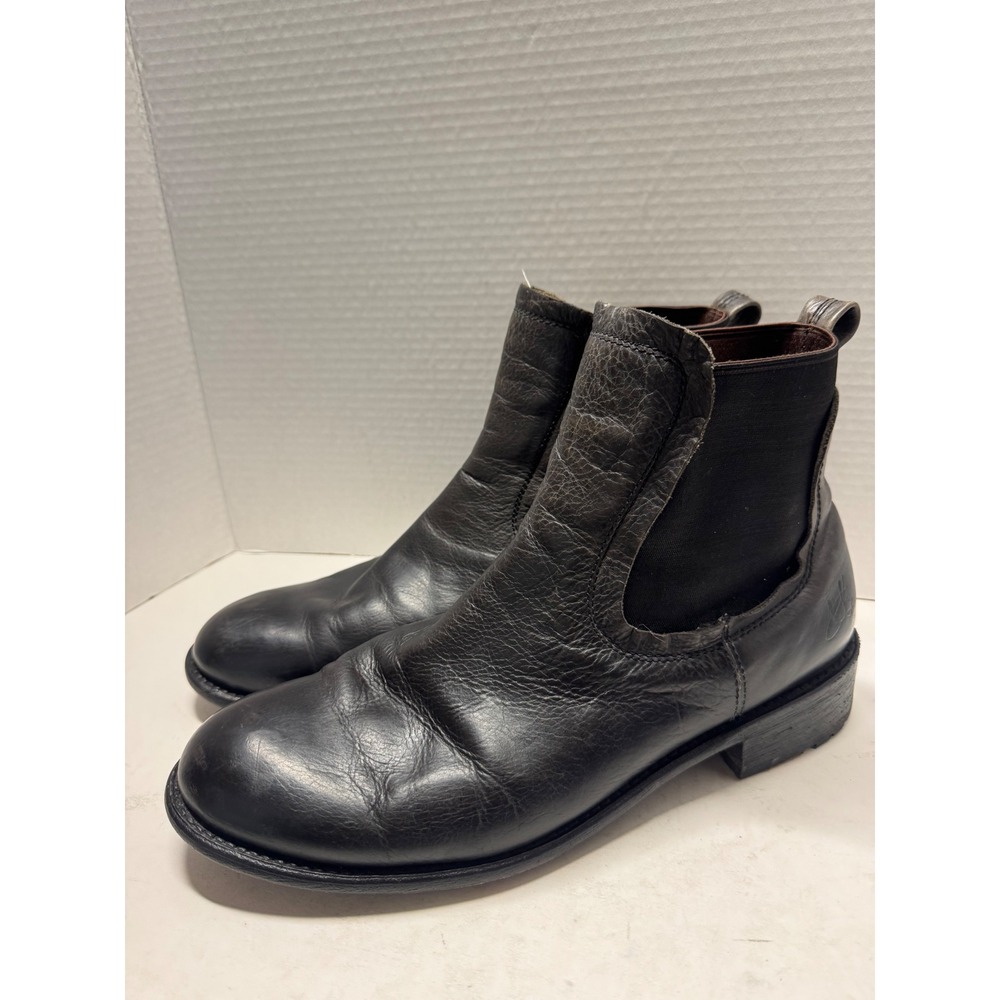 John Fluevog Radio CBGB Black Leather Chelsea Boots Mens 12 M Pull On